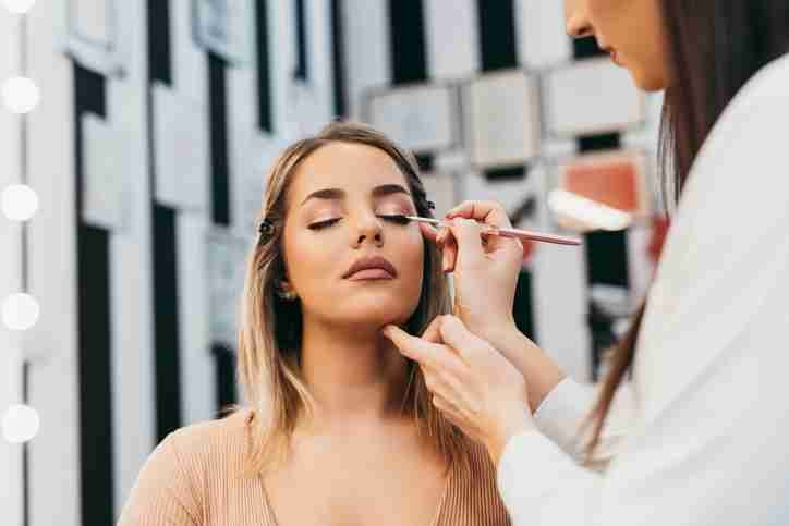 professional makeup artist at work